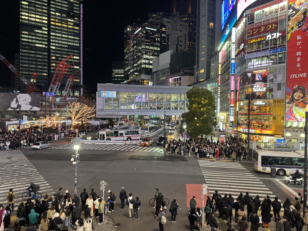 시부야 스크럼블 교차로 야경